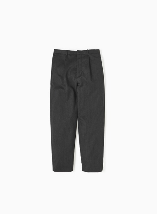 WOOL ONE PLEATED TAPERED PANTS (DARK GRAY)