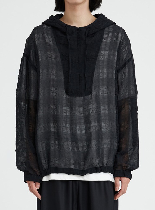 WOVEN HOODED JUMPER (BLACK CHECK)