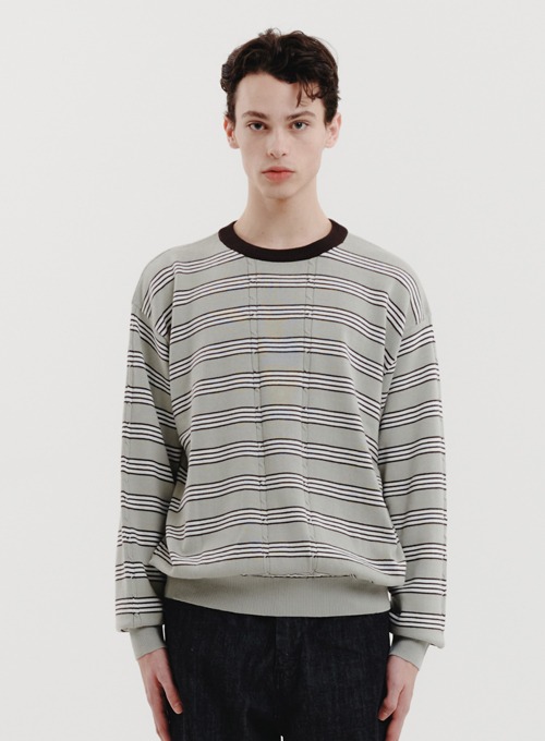 STRIPE CABLE KNIT (GREY/BROWN)