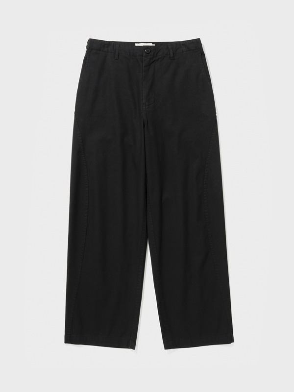VTG WASHED CURVED CHINO PANTS (BLACK)