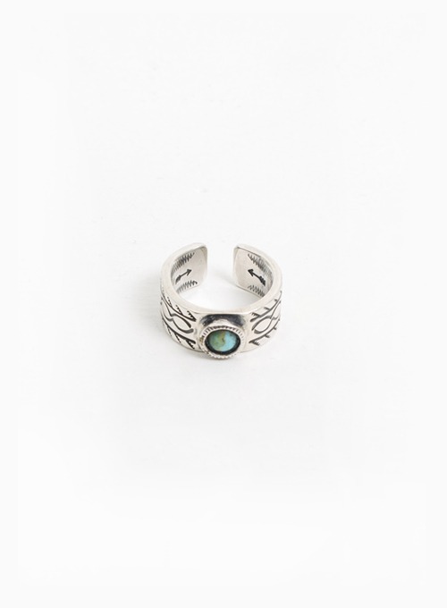 900 SILVER TURQUOISE STAMP RING (W-320C)