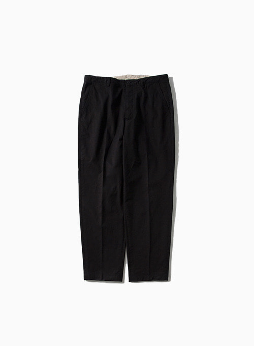 WASHED TAPERED PANTS (BLACK)[ORGANIC COTTON SOFT CHINO CLOTH]