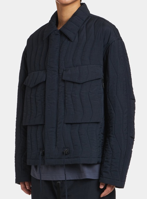 QUILTED SHIRT JACKET (NAVY)