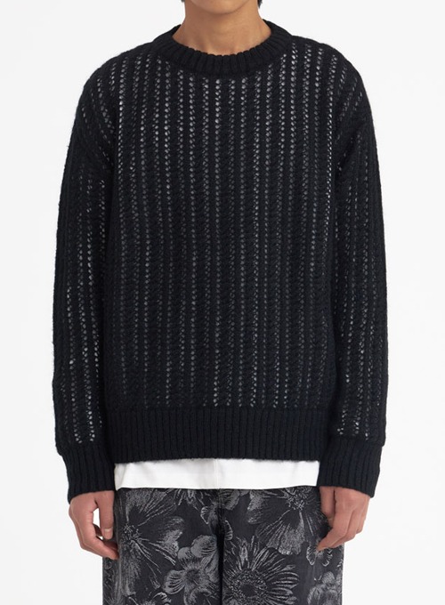 MESHED MOHAIR SWEATER (BLACK)