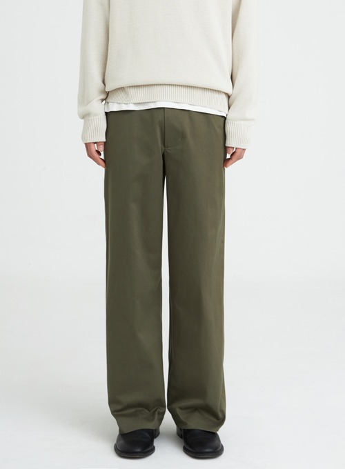 WIDE CHINO PANTS (OLIVE)