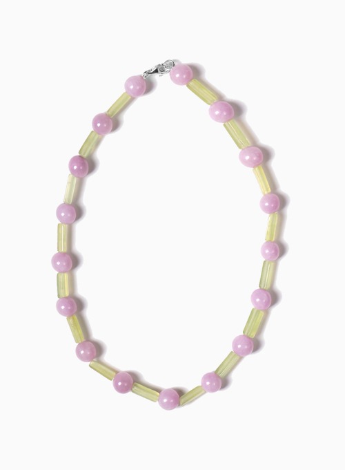 BEADS CANDY NECKLACE (OLIVE/(LAVENDER)