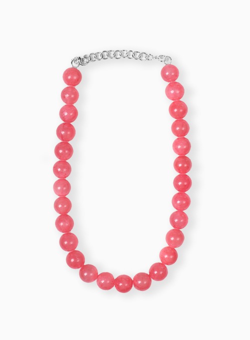 V1 SILVER RING BEADS NECKLACE (RED)