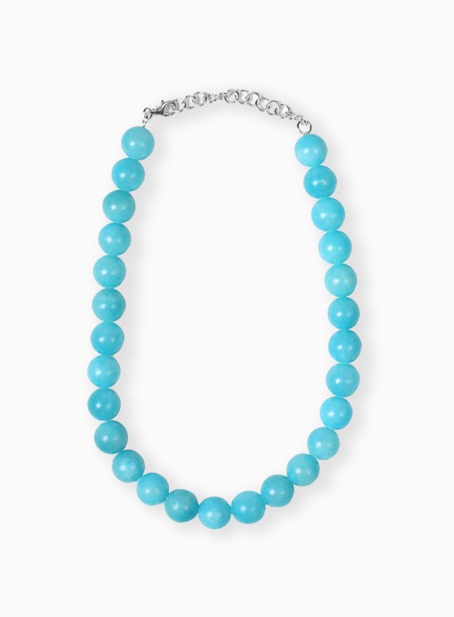V1 SILVER RING BEADS NECKLACE (BLUE)