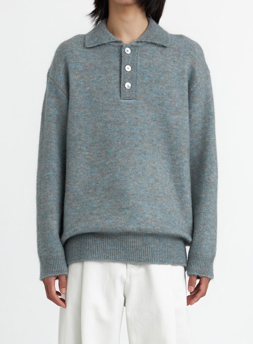 OVERSIZED KNIT COLLAR SWEATER (TURQUOISE)