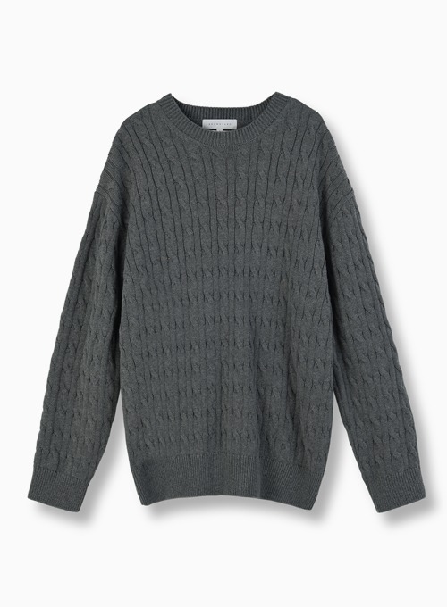 CASHMERE CABLE KNIT (GREY)